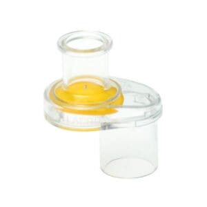 A clear plastic container with yellow lid.