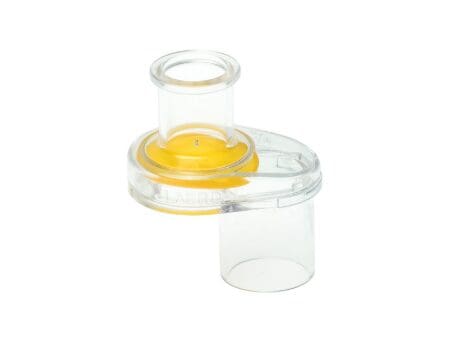 A clear plastic container with yellow lid.