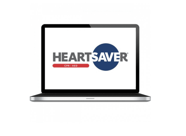 A laptop with the heartsaver logo on it.