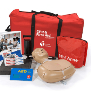 CPR & First Aid training kit with mannequin.