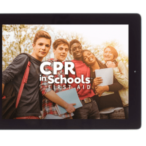 CPR in Schools first aid tablet image.