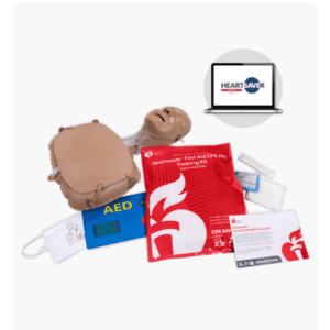 Heartsaver First Aid CPR AED training kit.